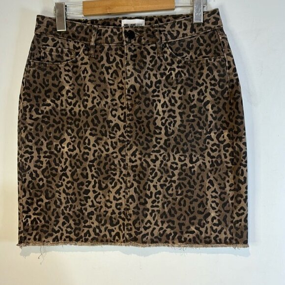 William Rast Women's Denim Wild Cheetah Mini Skirt Brown Size 28 - Picture 3 of 10
